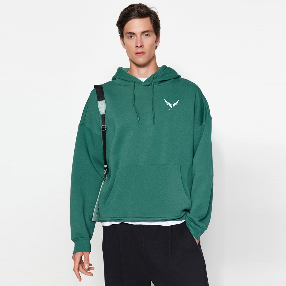 Oversized Homme Applique Varsity Hoodie – Black