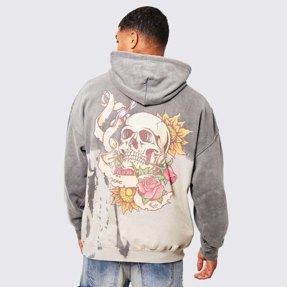 Oversized Puff Print Worldwide Hoodie – Sand