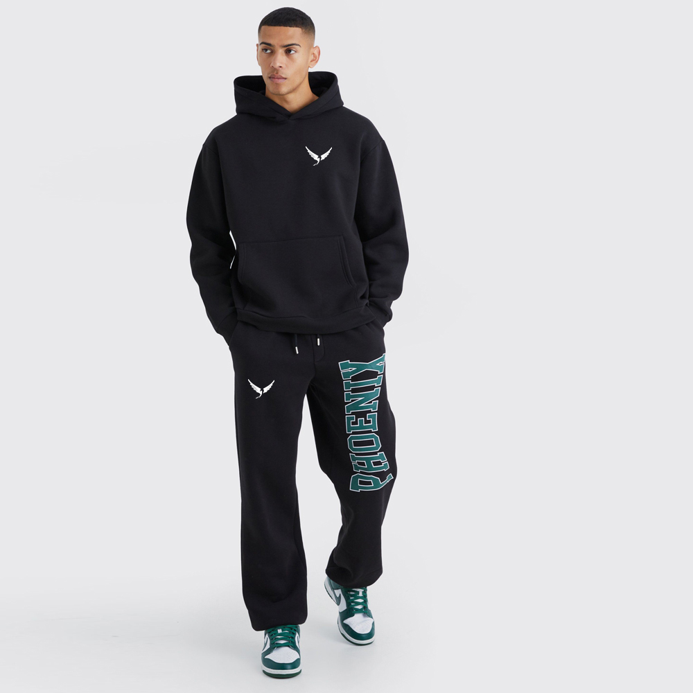 Oversized Boxy Zip Through Puff Print Gusset Tracksuit