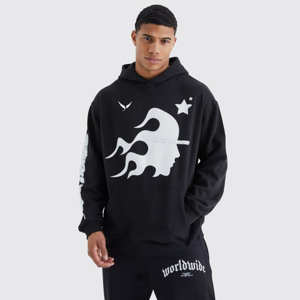 Oversize Sweatshirt Hooded With Printed Slogan On The Back