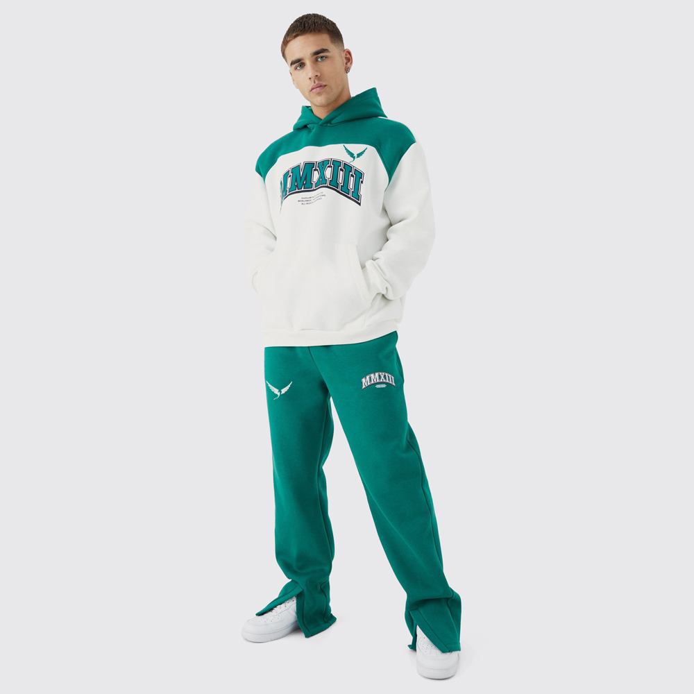 Oversized Raw Edge Script Embroidred Tracksuit