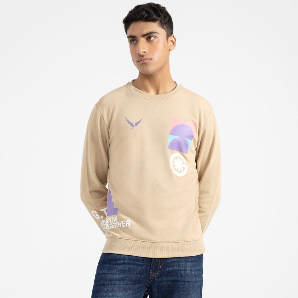 Slim Color Block Sweatshirt – Charcoal